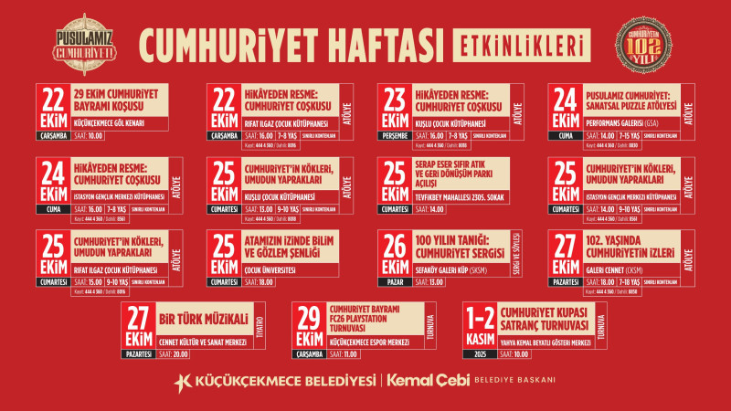 CUMHURİYET’İN 102. YILI KÜÇÜKÇEKMECE’DE BİR DİZİ ETKİNLİKLE KUTLANACAK
