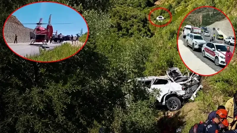Antalya'da feci kaza! Uçuruma yuvarlanan otomobilde 5 kişi hayatını kaybetti