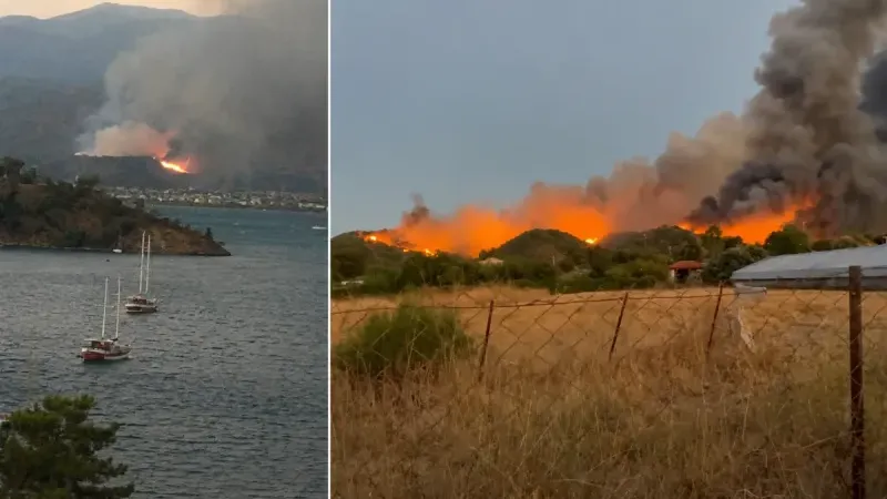 Fethiye’de orman yangını yerleşim yerlerine ulaştı: Huzurevi tahliye edildi